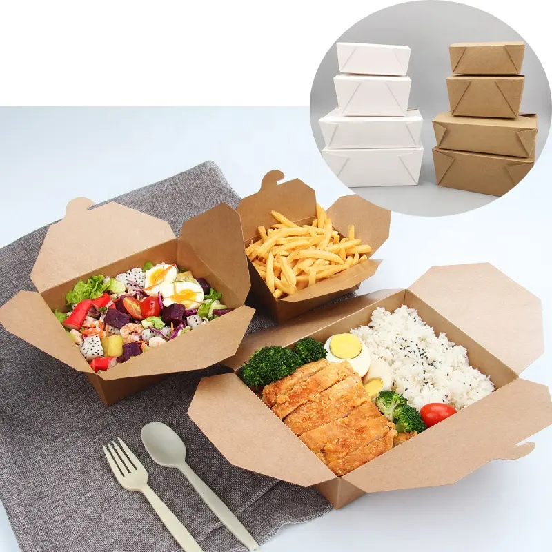 boîtes en papier biodégradables de qualité alimentaire avec logo personnalisé