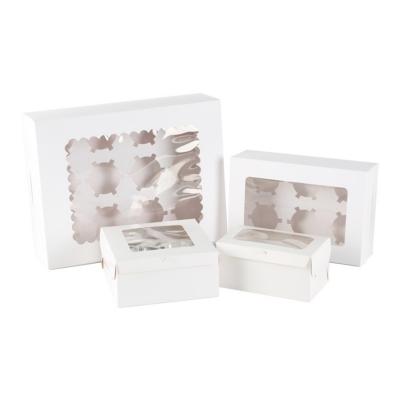 Boîtes de papier blanc recyclable en carton de carton pour gâteaux muffins