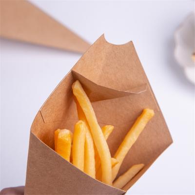 Porte-Cônes de papier kraft marron pliables pour frites et frites français