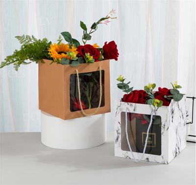  100% Sac en papier bouquet de fleur floral élégant élégant recyclable avec fenêtre