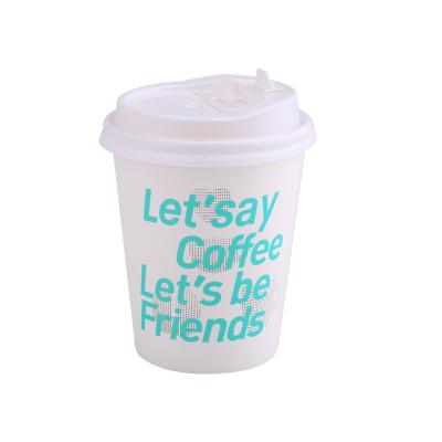 tasses à café en papier blanc à double paroi jetables personnalisées avec couvercles