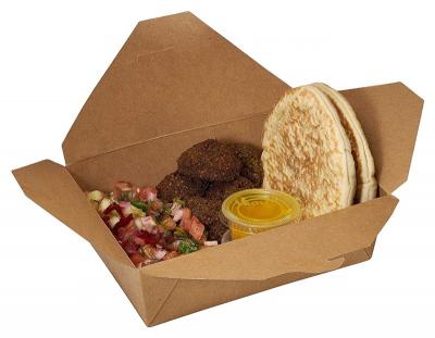 Sortez les boîtes à lunch en papier kraft d'emballage de restauration rapide