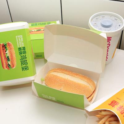 boîte de papier d'emballage de hamburger en carton pliable imprimée sur mesure
