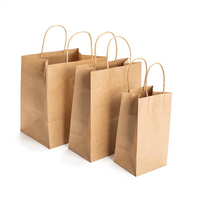 sacs en papier décoratifs à emporter kraft avec poignées
