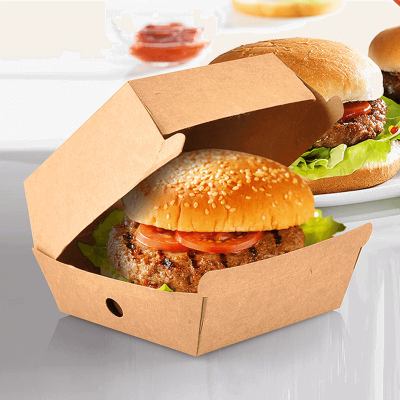 emballage de boîte à hamburger en papier kraft créatif jetable
